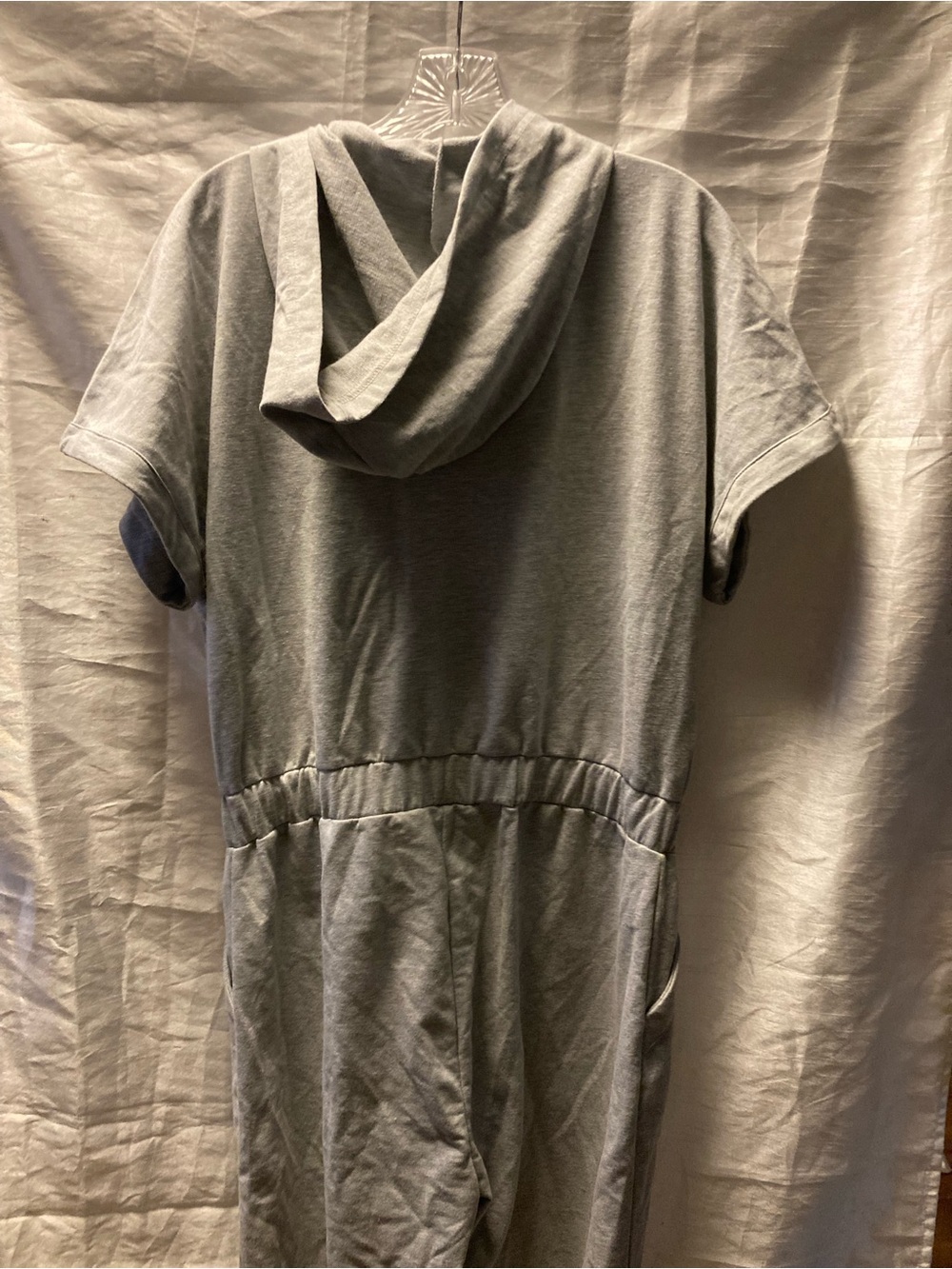 Ashley Stewart Gray Short-Sleeve Hooded Zip-Front Jumpsuit - Picture 6 of 6